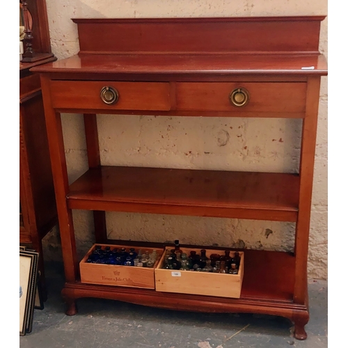 187 - 3-Tier Mahogany Dumb Waiter with Gallery Back and 2 Drawers - C. 108cm W x 47cm D x 123cm H