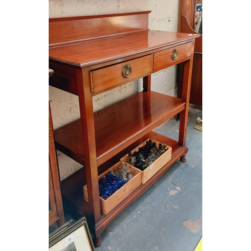 187 - 3-Tier Mahogany Dumb Waiter with Gallery Back and 2 Drawers - C. 108cm W x 47cm D x 123cm H