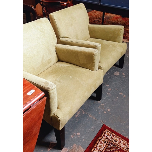 191 - Pair of Contemporary Green Fabric Lounge Chairs - Duff / Tisdall