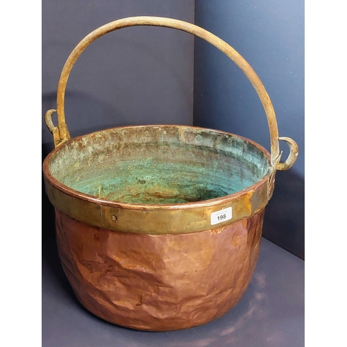 198 - Large Copper pot with Handle - C. 49cm W