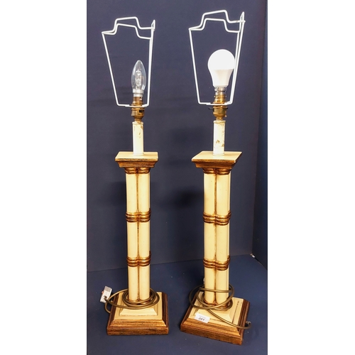 201 - Pair of Painted Column Table Lamps