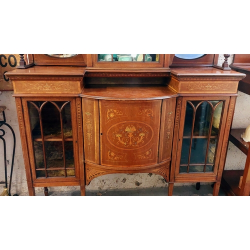 211 - Edwardian Sheraton Style Inlaid Display Cabinet - C. 138cm W x 46cm D x 225cm H