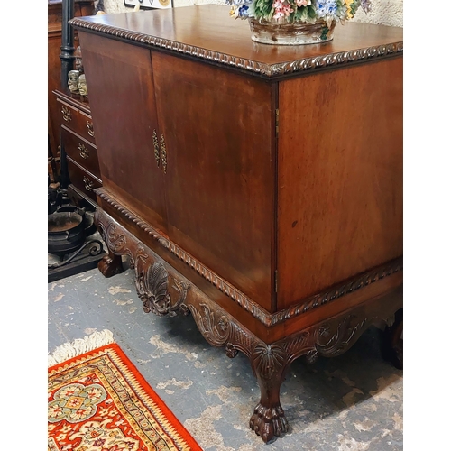 229 - 19th Century Mahogany Carved 2 Door Cabinet with Rope Edging on Claw Feet - C. 120cm W x 63cm D x 10... 