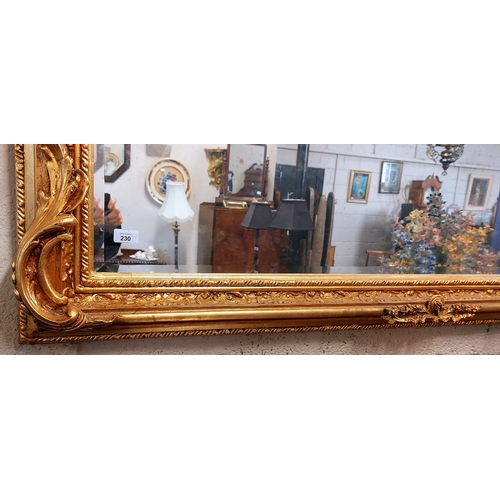 230 - Large Decorative Gilt Overmantle Bevelled Edge Mirror - C. 150cm W x 170cm H