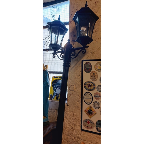 238 - Double Lantern Metal Pillar Light - C. 270cm H