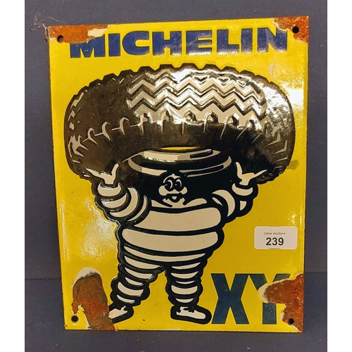 239 - Michelin Enameled Advertising Sign - C. 23cm W x 28cm H