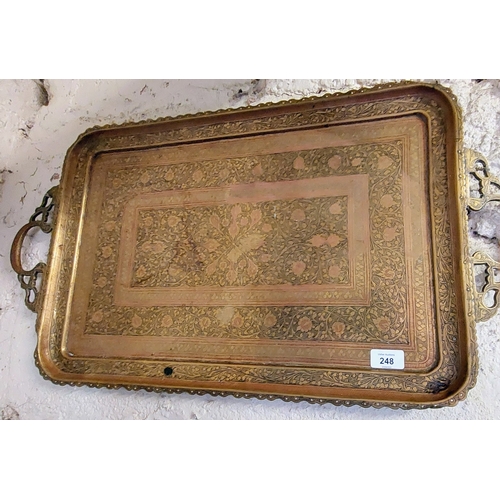 248 - Decorated Brass Tray - C. 75cm W