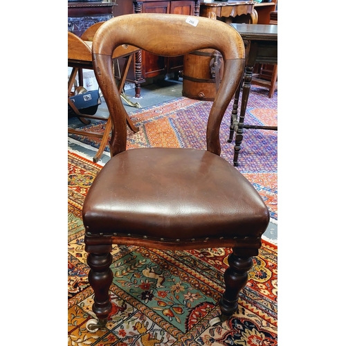 266 - Pair of Victorian Mahogany Dining Chairs with Brass and Ceramic Wheel Castors on Front Legs