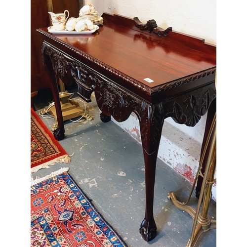 280 - Carved Mahogany Hall Table with Gallery Back sitting on Ball and Claw Feet - C. 107cm W x 46cm D x 8... 