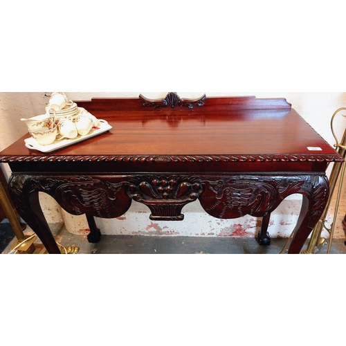 280 - Carved Mahogany Hall Table with Gallery Back sitting on Ball and Claw Feet - C. 107cm W x 46cm D x 8... 