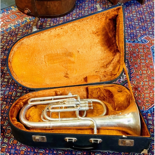 281 - Silver Band Boosey & Hawkes Baritone / Euphonium with Case