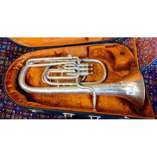 281 - Silver Band Boosey & Hawkes Baritone / Euphonium with Case