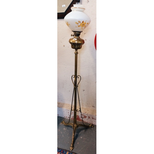 283 - Tall Brass Oil Lamp and Shade