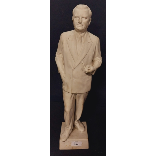 294 - Parian Figure of Gentleman with Pipe - C. 50cm H