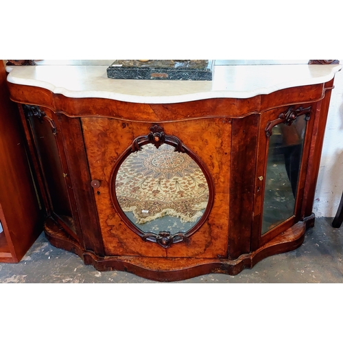 313 - Victorian Walnut Marble Top Chiffonier - C. 150cm W x 50cm D x 175cm H