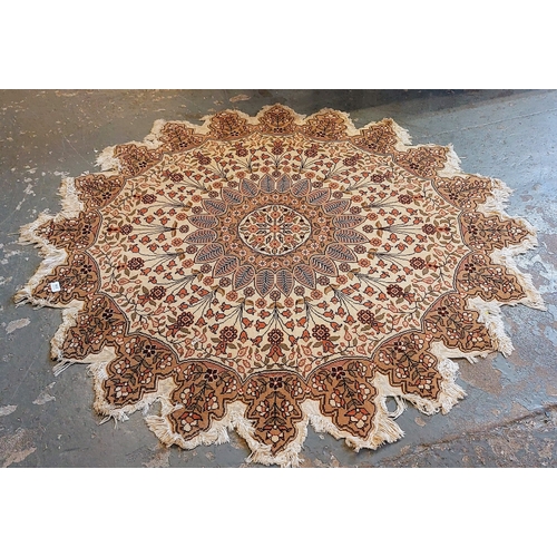 314 - Cream Circular Shaped Floor Rug - C. 150cm W