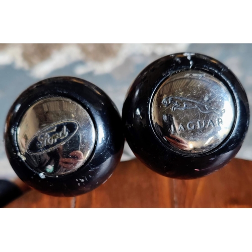 286 - 2 Walking Sticks with Ford and Jaguar Gear Knob Tops