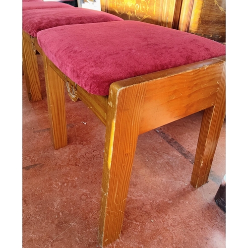 969 - Set of 3 Pine Stools with Padded Seat