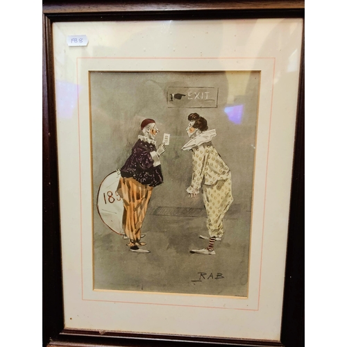 974 - Pair of Framed Clown Prints