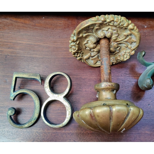 147 - Georgian Brass Door Knocker, Door Handle & Numbers 58