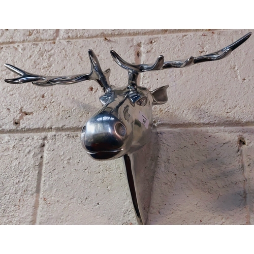 10 - Polished Metal Moose Head Wall Hanging