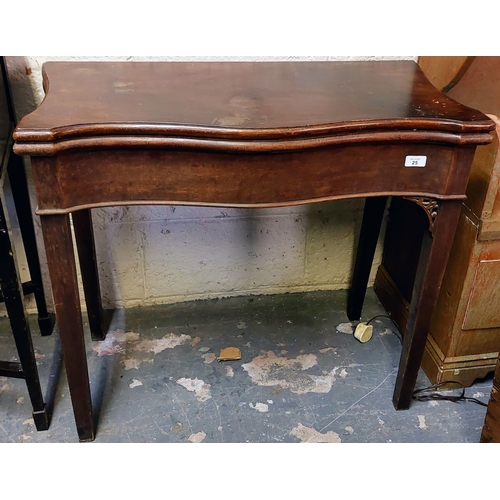 25 - Mahogany Turn Over Leaf Card Table - C. 84cm W x 42cm D x 74cm H