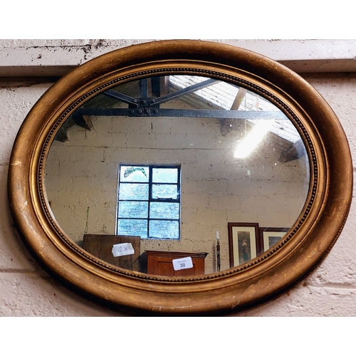 30 - Oval Gilt Mirror - C. 74cm W