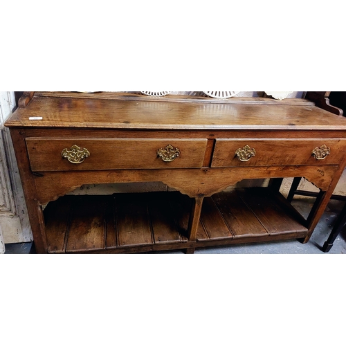33 - 19th Century Neat Size Welsh Style Oak Dresser - C. 142cm W x 42cm D 167cm H