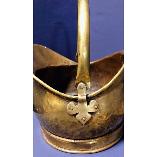 34 - Victorian Brass Coal Helmet, 2 Fire Dogs and Umbrella Stand