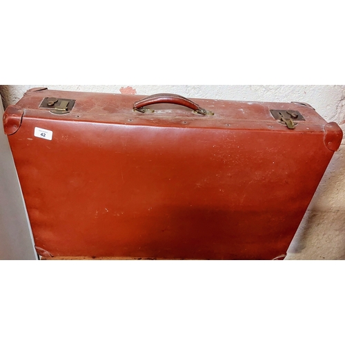 42 - Vintage Leather Suitcase - W. Jeffrey & Co. Belfast