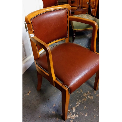 49 - Neat Office Armchair with Studded Leather Back and Seat