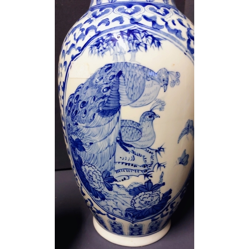 55 - 2 Blueware Oriental Style Vases - C. 27cm H & 50cm H