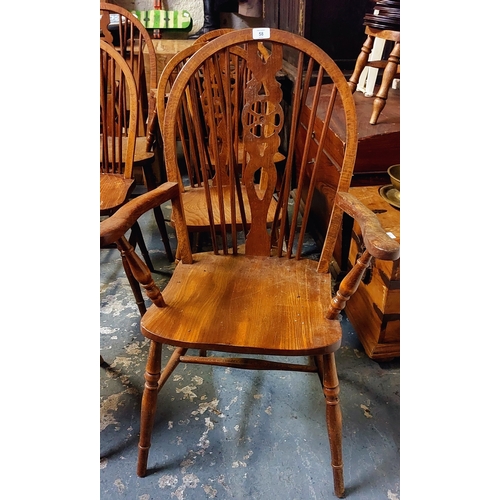 58 - 8 Wheel Back Dining Chairs (2 Carver Armchairs & 6 Chairs)