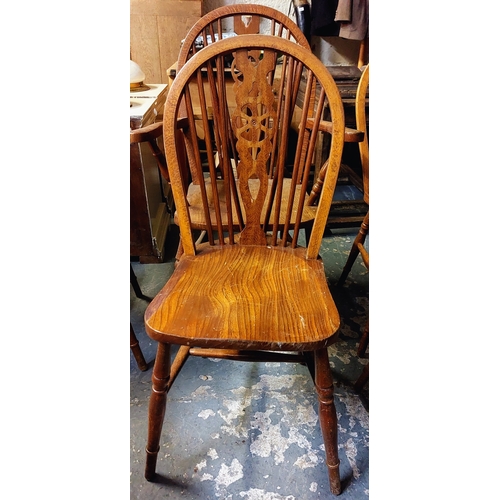58 - 8 Wheel Back Dining Chairs (2 Carver Armchairs & 6 Chairs)