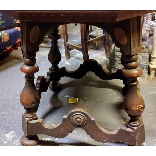 62 - Octagonal Mahogany Occasional Table with Interesting Tudor Style Base - C.81cm W x 75cm H