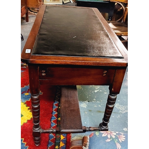 69 - Mahogany Leather Top Writing Desk with2 Drawers and a Flat Stretcher Base - C. 108cm W x 54cm D x 68... 