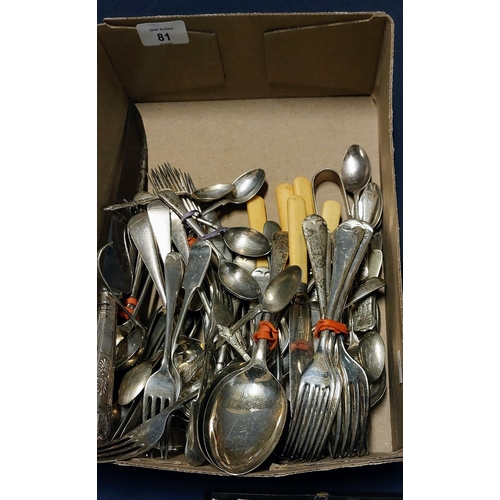 81 - Good Collection of Silver Plate Cutlery inc Boxed Spoons, Fruit Knives etc