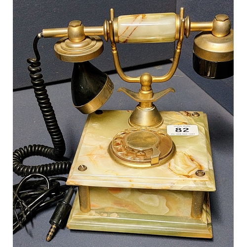 82 - Onyx and Brass Rotary Telephone