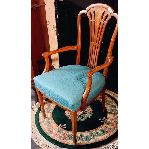 86 - Inlaid Satinwood Elbow Chair on Tapered Legs