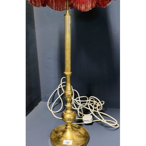 107 - Tall Brass Table Lamp - C. 95cm H