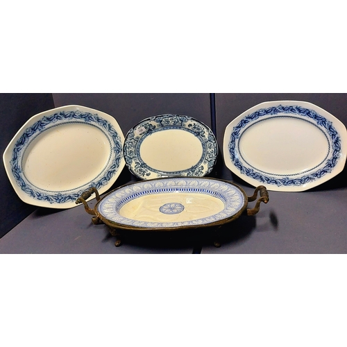 128 - Warming Plate and 3 Other Platters