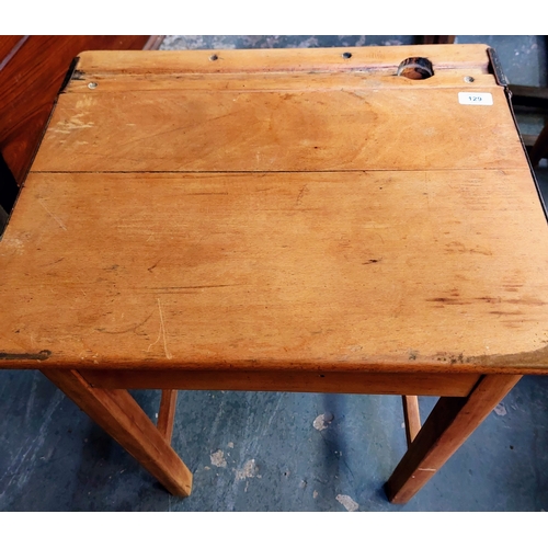 129 - Pine School Desk - C. 56cm W x 46cm D x 76cm H