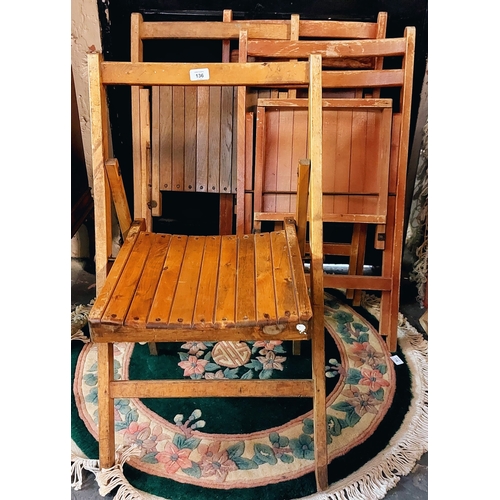 136 - 4 Folding Wooden Chairs