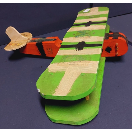 142 - Painted Wooden Model Airplane