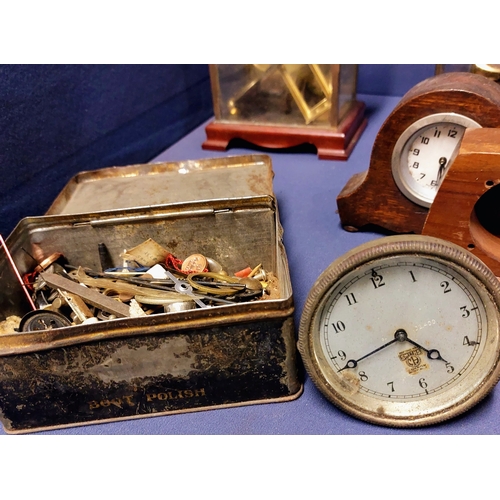 147 - Misc Box Lot of Clock Housings & Parts inc Smiths Car Clock - Ex Ganter Brothers