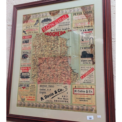 166 - Framed Advertising Map of Drogheda - C. 93cm H x 80cm W