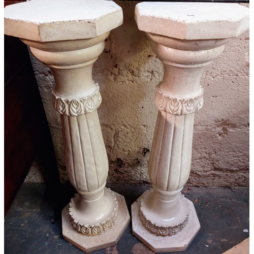 176 - Pair of Composite Stone pillars - C. 89cm H