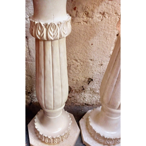 176 - Pair of Composite Stone pillars - C. 89cm H
