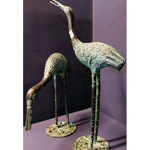 195 - 2 Metal Heron Figures