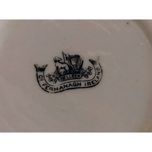 206 - Belleek Shamrock Pattern Tea Service (Some Damage)